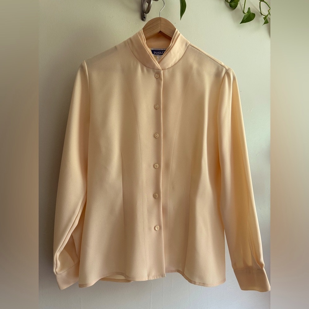 Vintage Pendleton Portland Oregon Solid yellow Button Down Blouse Size 8‎ - Picture 3 of 15